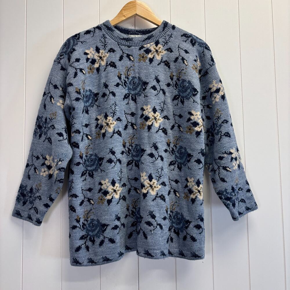 Vintage‎ Spunky Womens Grannycore Floral Cozy Sweater Size M/L Hipster Classic